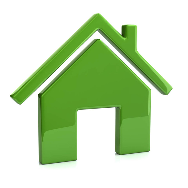 3 d 図緑の煙突アイコンと家 - 写真・画像