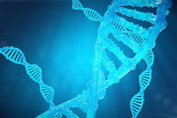 Molécula de ADN de hélice com genes modificados. Corrigindo a mutação pela engenharia genética. Conceito Genética molecular, ilustração 3d
 - Foto, Imagem