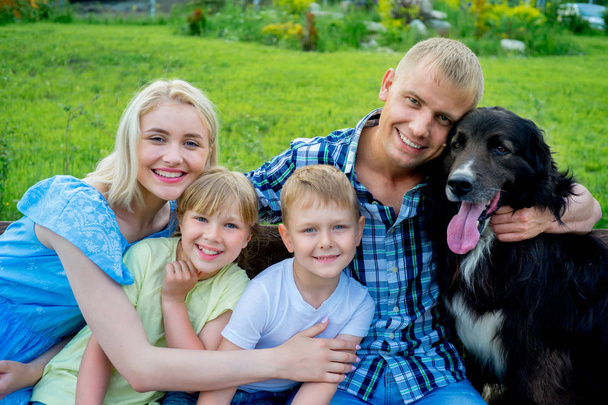 Family picnic with a dog - Photo, Image