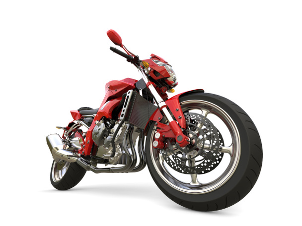 Šarlatové červené moderní sportovní motocykl - epické closeup - Fotografie, Obrázek
