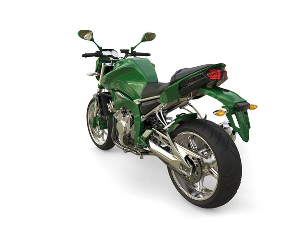 Racing verde motocicleta moderna - vista trasera
 - Foto, Imagen