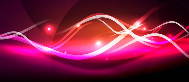 Bright neon lines wave - Vector, Image