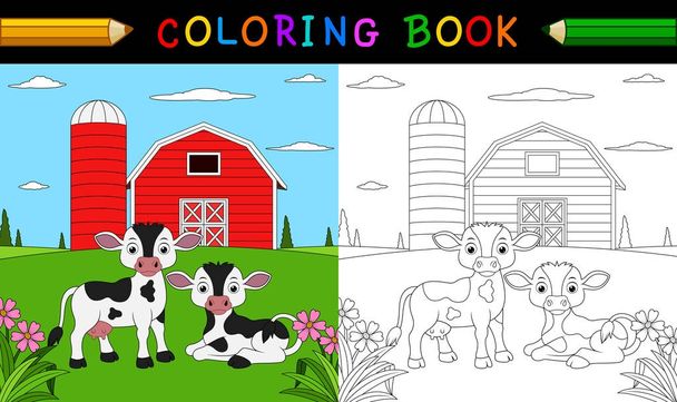 Cartoon koe kleurboek - Vector, afbeelding