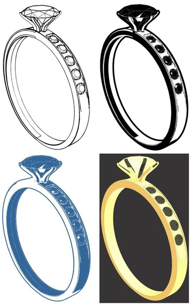 Ring met diamant Vector  - Vector, afbeelding