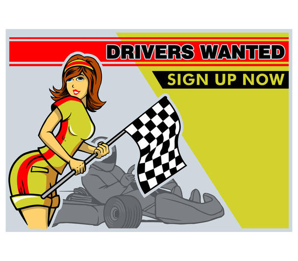 Race Driver Poster - Vector, afbeelding