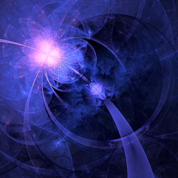 Padrão curvilíneo brilhante no fundo escuro, design de arte fractal digital
 - Foto, Imagem