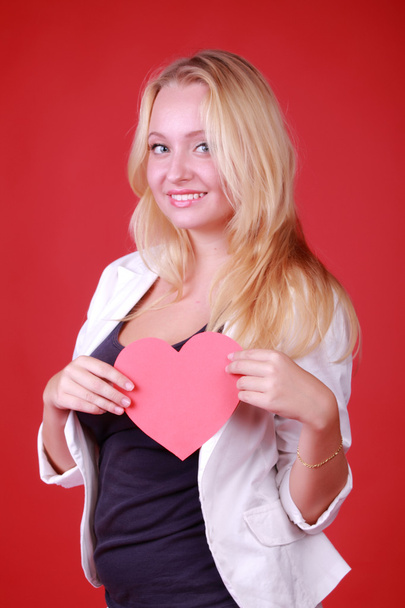 Girl with symbol of heart - Foto, Imagem