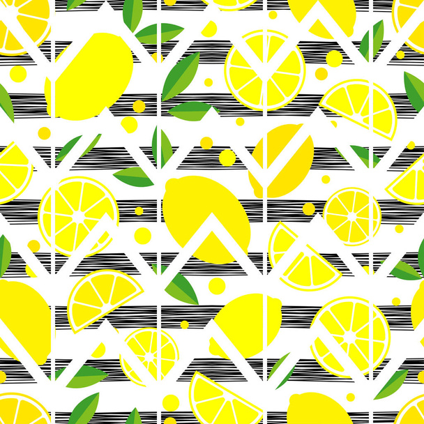 Seamless background with Lemon. Cute cartoon. Vector illustration. Textile rapport. - Διάνυσμα, εικόνα