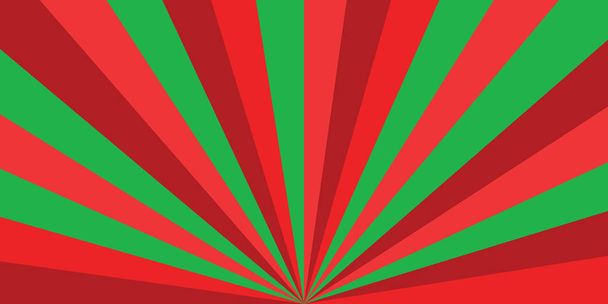 Christmas or new year colored sunburst ray vector pattern with red and green diagonal line, stripes background. - Vector, Image
