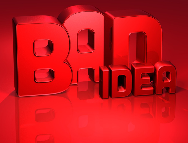 3D Word Bad Idea на красном фоне
 - Фото, изображение