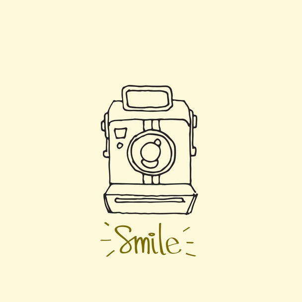 Photo Camera icon - hand drawn doodles vector - vector illustration. - Vecteur, image