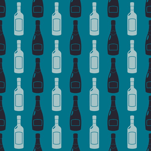 Seamless pattern with vector alcohol bottles for your design - Vector, Image