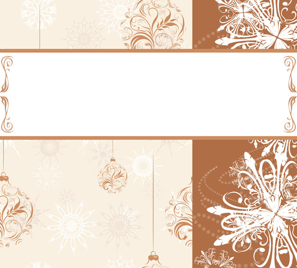 Snowflakes and Christmas balls. Ornamental background - Vector, Imagen