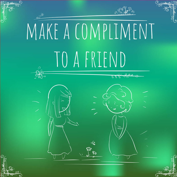 Сотня важных напоминаний - заметки - Make a Compliment - Green
  - Вектор,изображение