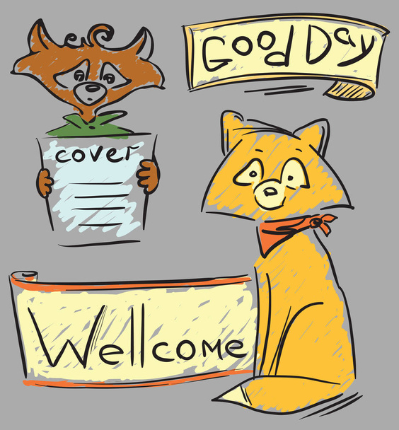 Štítky s doodle zvířata - rámečky s textem - Vektor, obrázek