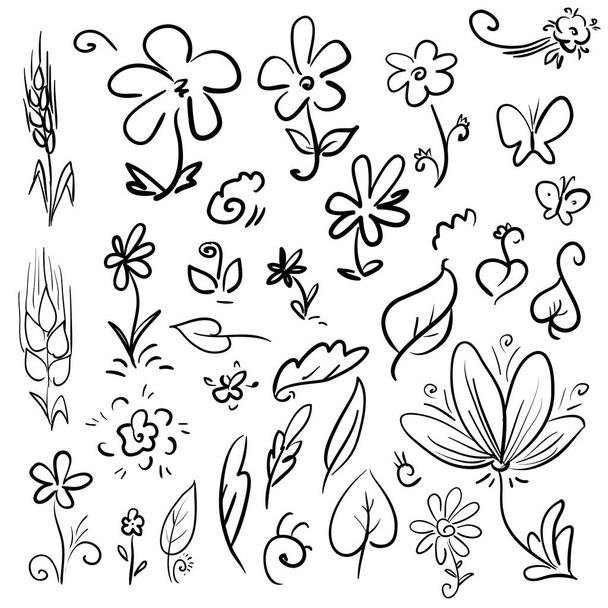 Set decor element for greeting card - plants - Vector, Image