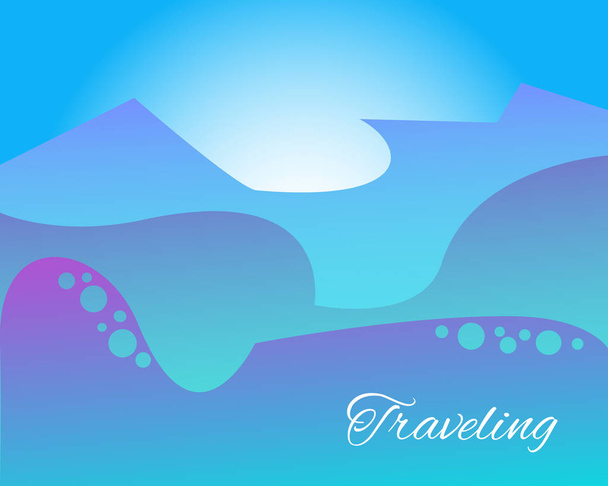Vector blue gradient landscape with abstract mountain for card,  - Διάνυσμα, εικόνα
