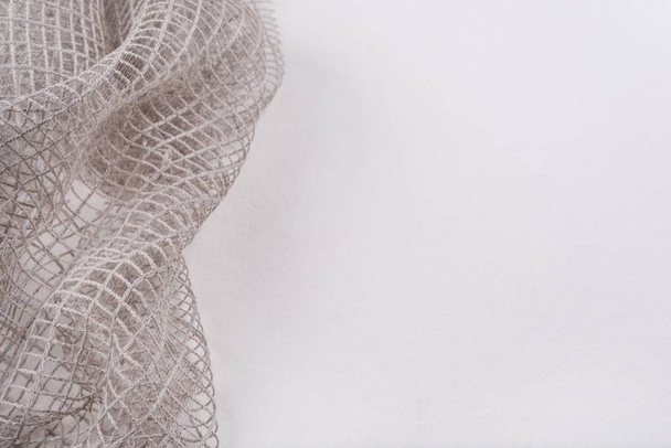 Fabric a mesh is white, texture, background, pattern. - Foto, Imagem