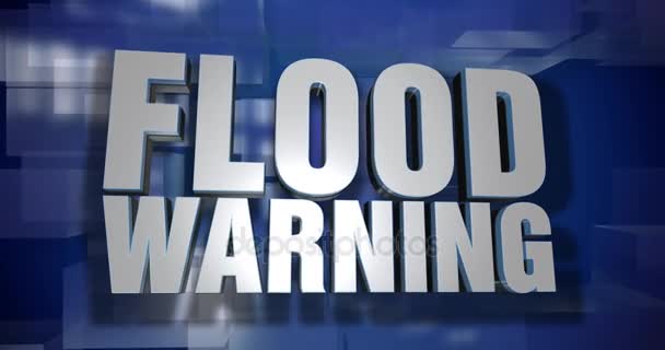 Δυναμική πλημμύρα προειδοποίηση ειδήσεις μετάβασης και σελίδα τίτλου φόντου πλάκα - Πλάνα, βίντεο