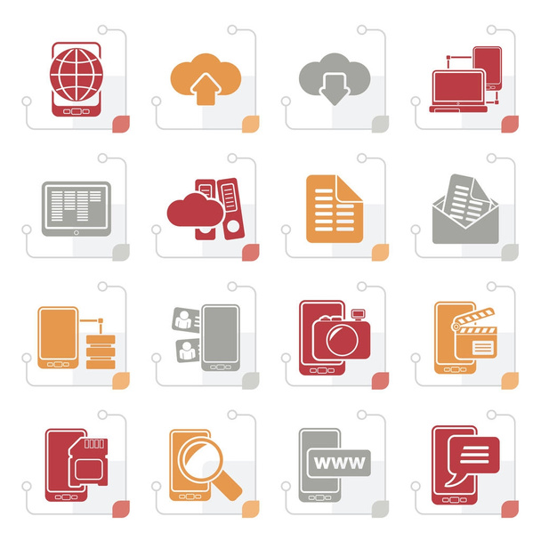 Stylized Connection, communication and mobile phone icons - vector icon set - Vector, Image
