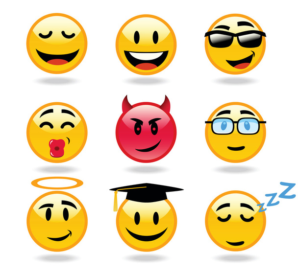 Emoticons character icons - Vector, Image