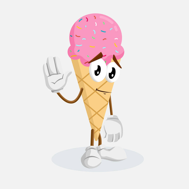 Pink Ice cream Logo mascot goodbye pose with flat design style for your logo or mascot branding - ベクター画像