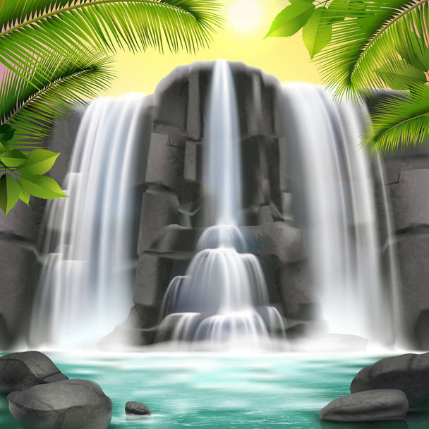 Realistic Transparent, Nature, stream of waterfall with clear