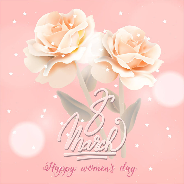 happy women's day background with greeting and flowers - Vector, imagen