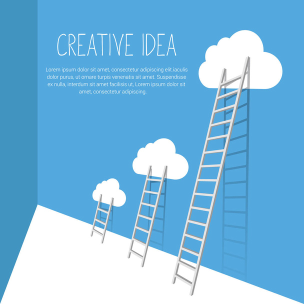 Ladder to clouds. Vector minimalistic design competition concept - Vector, Image