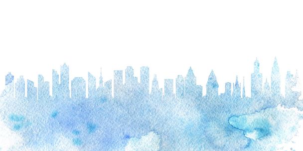 watercolor silhouette of city - Photo, Image
