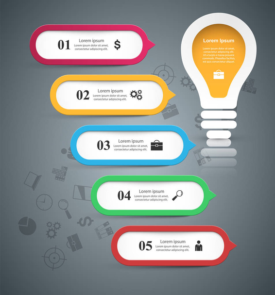 Infographic design. Bulb, Light icon. - Vetor, Imagem