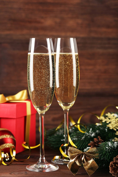 Champagne glasses with ribbon  - Фото, зображення