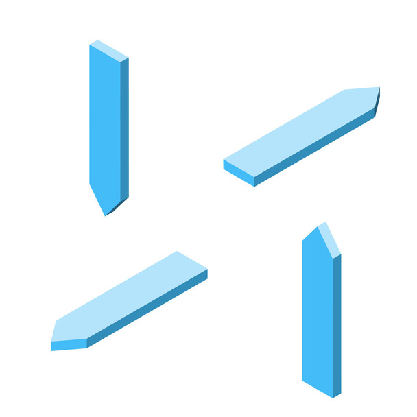 Set of blue isometric arrows, minimal style, direction concept, vector - Vector, afbeelding