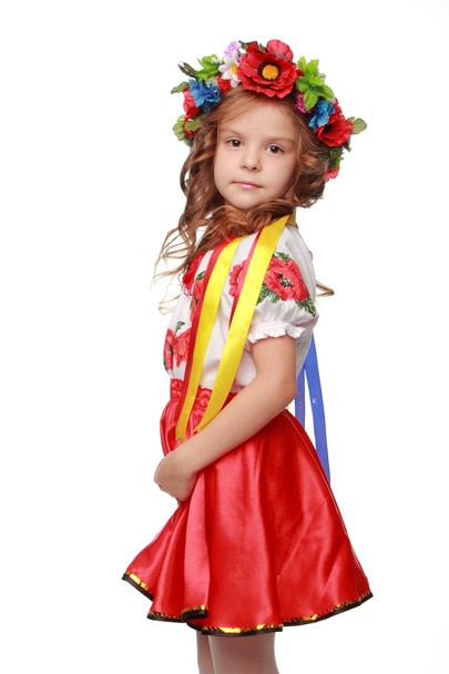 Image of cute little girl dressed in traditional Ukrainian on Valentine Day - Foto, afbeelding