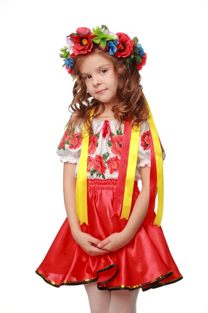 Image of cute little girl dressed in traditional Ukrainian on Valentine Day - Fotó, kép