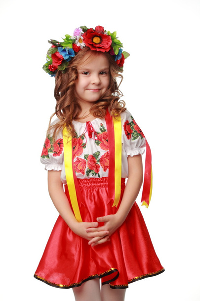 Image of cute little girl dressed in traditional Ukrainian on Valentine Day - Foto, Imagen