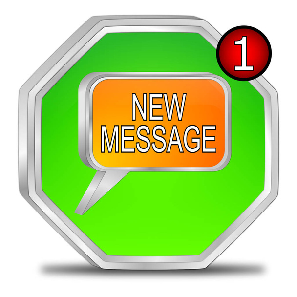 green orange new Message Button - 3D illustration - Photo, Image