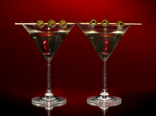 Martini glasses on dark background - Foto, Imagen