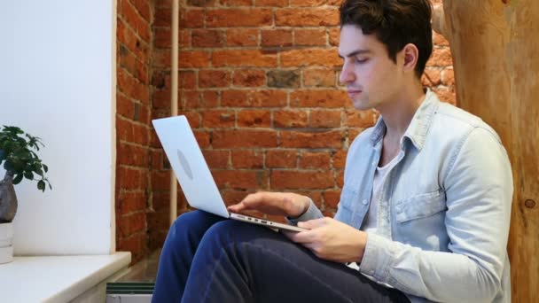 No, Young Man Shaking Head to Deny, Working on Computer - Footage, Video