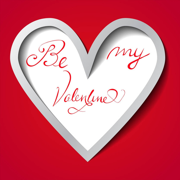 Be my Valentine text Vector illustration of Greeting Card with heart. - Vecteur, image