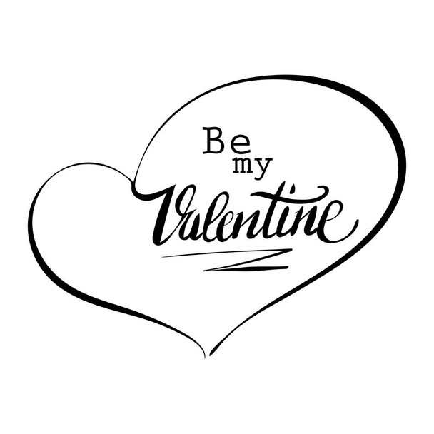 Be my Valentine text Vector illustration of Greeting Card with heart. - Διάνυσμα, εικόνα