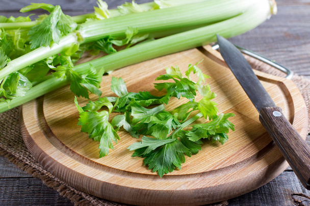 celery plant on chopping board - Photo, Image