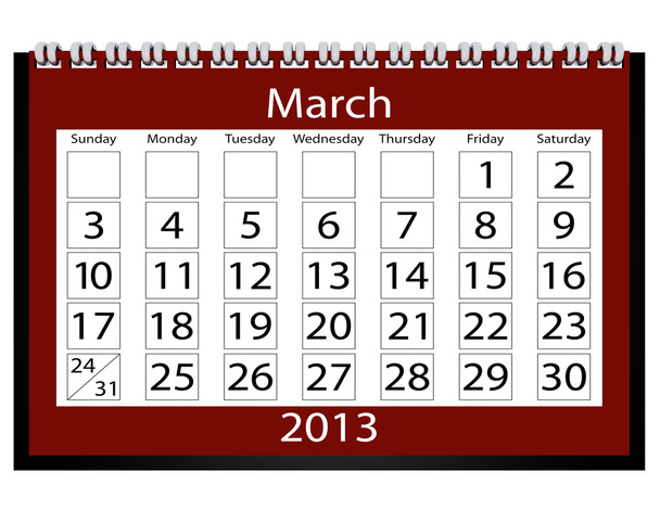 3d Render 2013 Calendário Março
 - Foto, Imagem