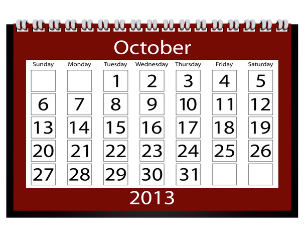 3D render 2013 naptár október - Fotó, kép