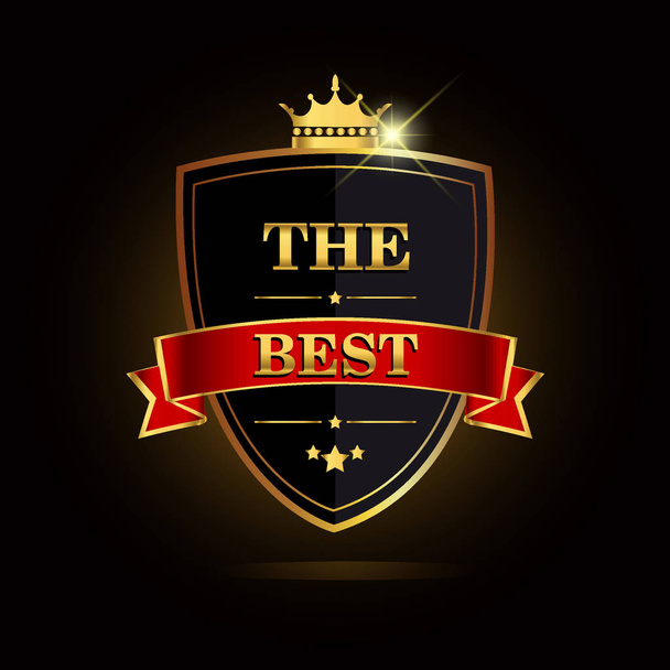 The Best award label golden colored with  crown, vector illustration. - ベクター画像