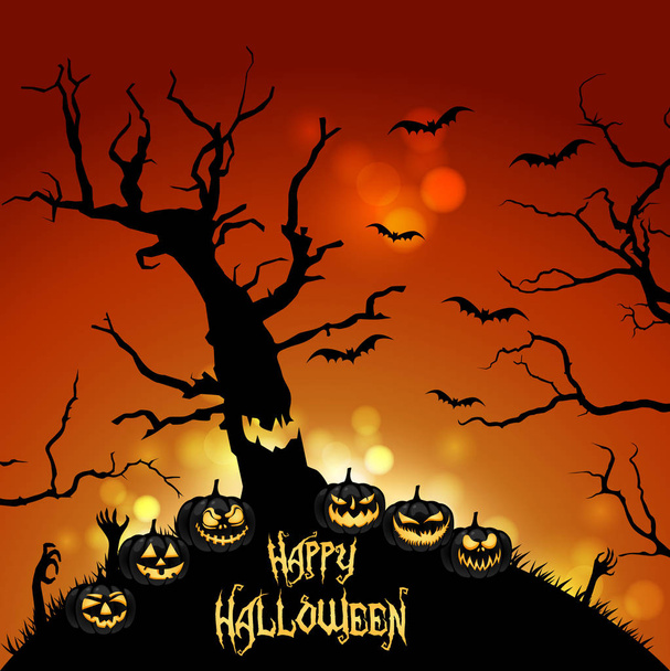 Illustration vectorielle colorée avec citrouilles Halloween, modèle de carte de vacances ou fond
  - Vecteur, image