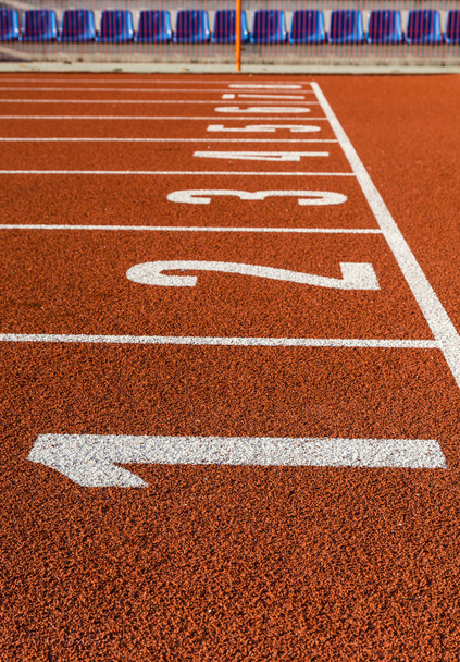 A shot of a start line at a running track.  - Photo, Image
