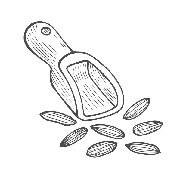 metalowe scoop i nasiona - Wektor, obraz
