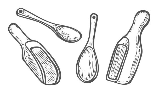 juego de cucharas de madera
 - Vector, Imagen
