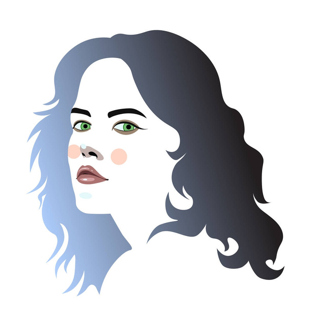 vector illustration of a girl with beautiful hair abstract portrait - Διάνυσμα, εικόνα